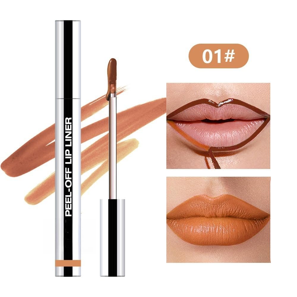 Longwear Peel-off Lip Stain Marker Peel Off with Vitamin E - Smudge-Resistant Lip Liner & Base for All Skin Types (01#)