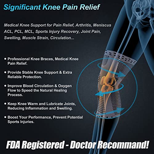 NEENCA 2 Pack Knee Braces for Knee Pain, Compression Knee Sleeves with Patella Gel Pad & Side Stabilizers, Knee Support fo...