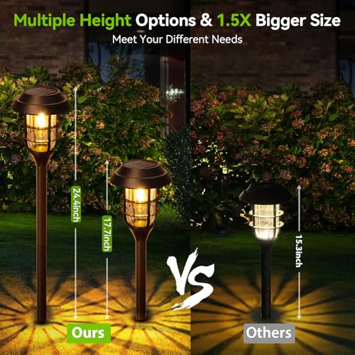 LETMY Solar Pathway Lights Outdoor, 8 Pack Bright Solar Lights Outdoor, IP66 Waterproof Auto On/Off Solar Garden Lights So...