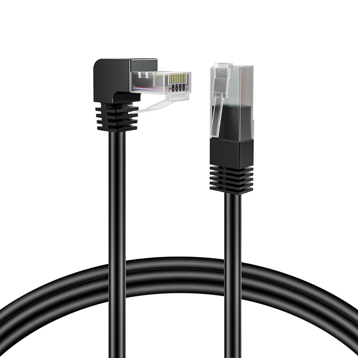 Tnp Cat6 Ethernet Cable (Right Angle Down, 6 Ft) - Rj45 90 Degree Network Connector 500 Mhz 10 Gigabit Gold Plated Patch Plug Wi