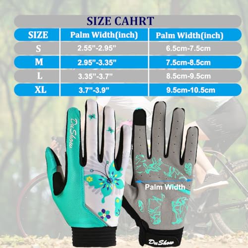 DuShow Bike Gloves for Women Cycling,Pink Floral Workout Gloves Women,Full Finger Biking Driving Riding Gloves for Women,G...
