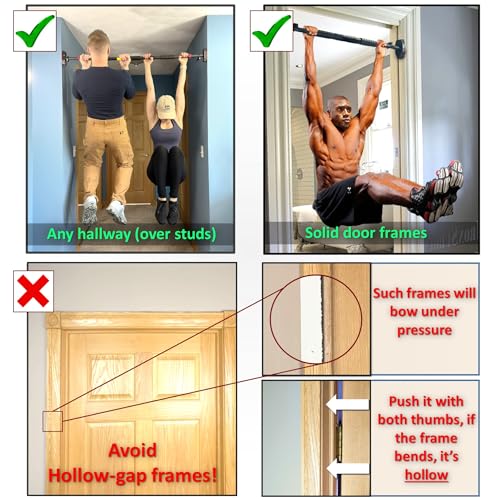 IRONSURGE Pull Up Bar for Hallway or Doorway 6-piece Set with Two Attachable Resistance Bands/Handles, Training Manuals, N...