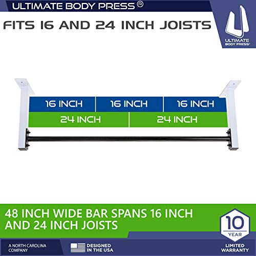 Ceiling Mount Pull Up Bar with 48” Straight Bar and 14” Risers, Fits 16” and 24” Joist by Ultimate Body Press