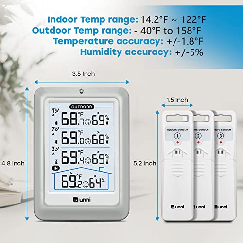 Indoor Outdoor Thermometer Wireless, 4.5 Inch Display Digital Hygrometer Thermometer Temperature Humidity Monitor with 330...
