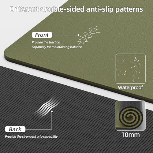 Yoga Mat Thick(10mm) Exercise Mat Non Slip Anti-tear,72"x35" Extra Large Pilates Mats for Home Workouts, Gym & Floor Stret...
