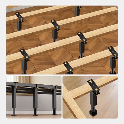 6PCS Adjustable Height Bed Support Legs, Heavy Duty Metal Bed Frame Support Legs, 10.2-16.5 inch Furniture Risers Replacem...