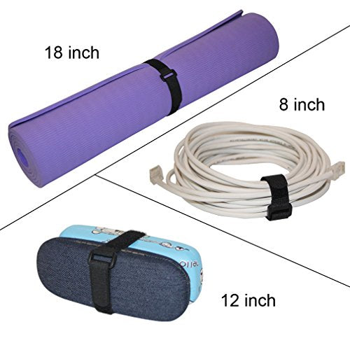 YiwerDer Reusable Fastening Cable Straps and Cable Ties Set 20 Pack(8"-12"-18"), Adjustable Multi-Purpose Hook and Loop Co...