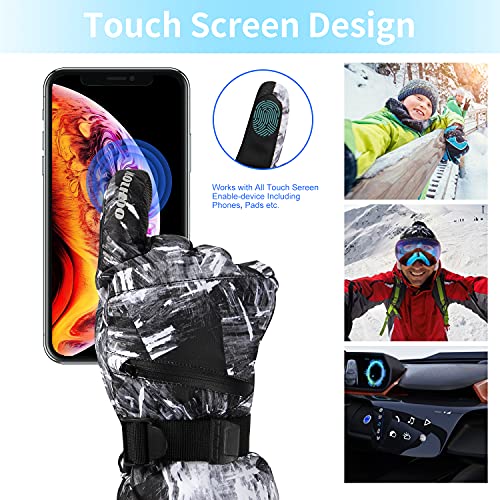 Hoihoo Ski Gloves - Waterproof Winter Snowboarding Gloves for Men & Women, Touchscreen Compatible, Warm Below -30F