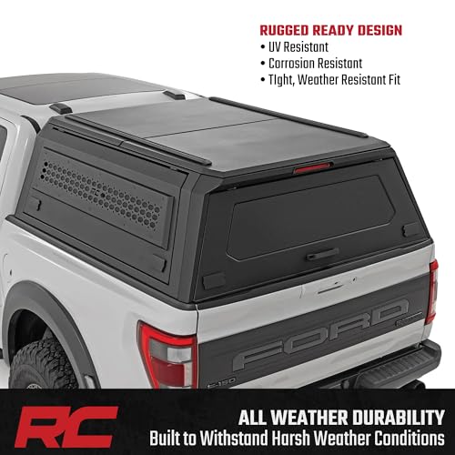 Rough Country Truck Bed Cap Topper for Ford F-150 (2021-2026) 5'7 Bed - Modular Design, Locking Gullwing Access Doors, Mol...