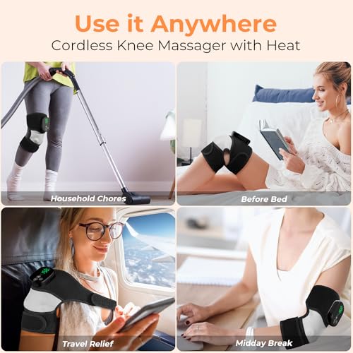 VIYACHY Knee Massager with Heat & Vibration, Heated Knee Brace for Relaxation, Cordless Electric Heating Pad for Knee, Elb...