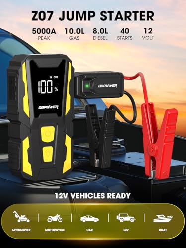 DBPOWER 5000A Jump Starter, 74Wh Car Battery Jump Starter for Up to 10.0L Gas and 8.0L Diesel Engine, 12V Portable Jump Bo...