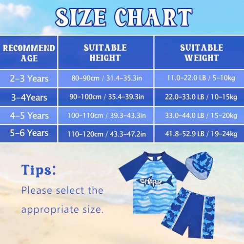 AuSletie Boys Two Pieces Swimsuit Set Short Sleeve Kids Rash Guard Dinosaur Boys Bathing Suit with Sun Cap for 2-6 Years