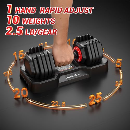 Updated Adjustable Dumbbells Set (25 LB/50 LB/56 LB/112LB), Weights Dumbbell Set with Anti-slip Grip & Storage Solution, C...