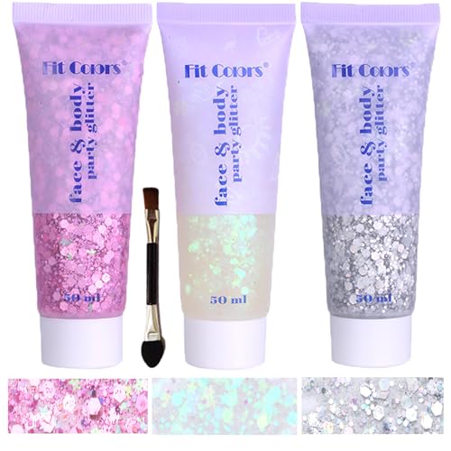 Body Glitter Face Glitter Gel: Singer Concerts Disco Festival Rave Accessories Face Glitter Makeup 150ml Chunky Sequins Me...