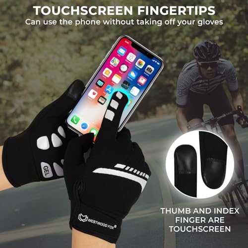 WESTWOOD FOX Cycling Gloves for Men Women, Full Finger, Anti-Slip Touchscreen Breathable Mountain Bike Gloves for MTB Ridi...