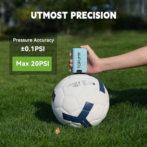 TOPUMP Electric Ball Pump with Inflation & Deflation, Portable Rechargeable Ball Pump with Pressure Gauge (Max 20PSI), Sui...