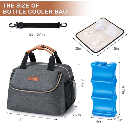 BABEYER Breastmilk Cooler Bag with Ice Pack Fits 6 Baby Bottles up to 9 Ounce, Wearable Breast Pumps Cooler Bag for Nursin...
