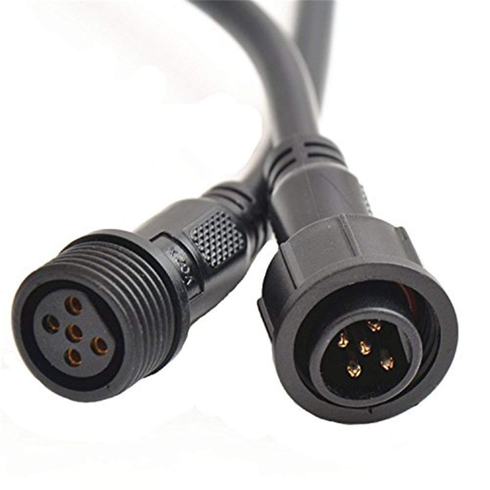 WESIRI 5Pairs 5pin Black Electrical Connector for LED Lights, 20cm Extension Cable, Plastic, Model 5x5pin-WP-B-B