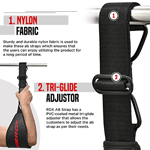 RDX AB Straps for Pull Up Bar Hanging (Pair), Maya Hide Leather, Abdominal Muscle Building Padded Arm Support Slings with ...