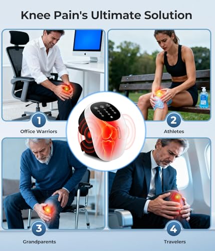 SPATOES Cordless 360° Knee Massager with 1-Second Heat & Red Light Therapy for Joint Pain Relief, 3 Intensities Ideal for ...