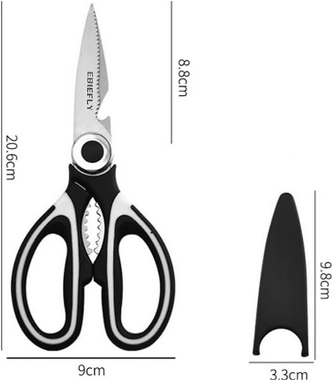 Kitchen Scissors Utility Chopping Scissor Professional Shears for Meat Cutting Sharp Kitchenaid Shears Multipurpose Scissor for Food Outdoor BBQ No Rust + 100 Pcs Plastic Gloves Disposable