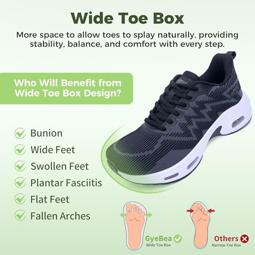 GyeBea Wide Toe Box Shoes Women Arch Support Walking Shoes Plantar Fasciitis Orthotic Tennis Sneakers