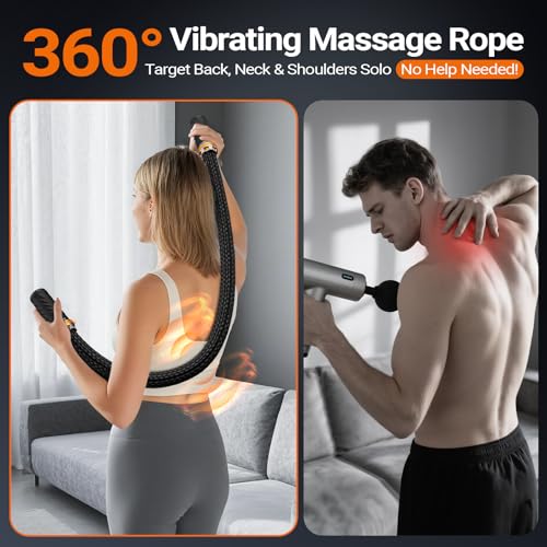 HYAKO S1 3D Flexible Pro Back Massage Rope - Handheld Vibration Therapy Massager & Hands-Free for Lower Back Pain Relief, ...