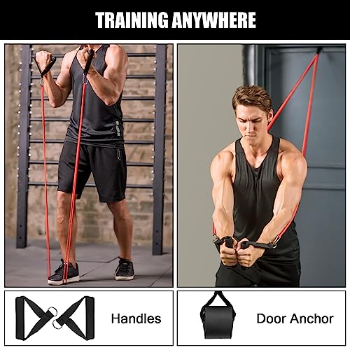 Odoland 5 Packs Pull Up Assist Bands, Pull Up Straps, Resistance Bands with Door Anchor and Handles, Stretch Mobility, Pow...