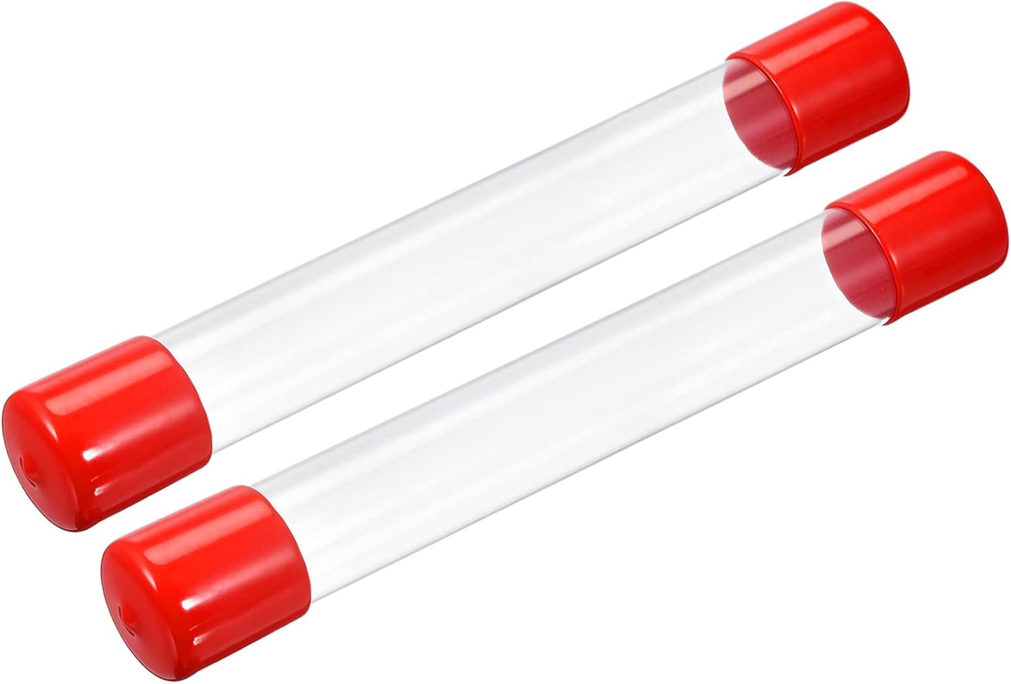 PATIKIL Clear Rigid Tube Round Plastic Tubing with Red Rubber Caps Polycarbonate Water Pipe, 305mm/ 12 Inch Length, 26mmx28mm/1.02"x1.1", 2 Set