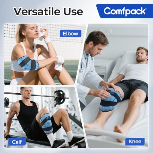 Comfpack Knee Ice Pack Wrap, 2 Hours Long Lasting Coldness Ice & Compression Therapy Flexible Ice Pack for Knee Replacemen...