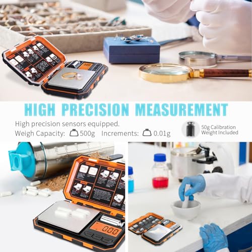 Fuzion Digital Pocket Scale, 500g x 0.01g Gram Scale, Mini Scale 6 Units Jewelry Scale with LCD Display, Tare Function for...