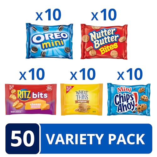 OREO Mini Cookies, Mini CHIPS AHOY! Cookies, RITZ Bits Cheese Crackers, Nutter Butter Bites & Wheat Thins Crackers, Nabisc...