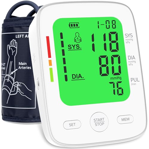 Blood Pressure Monitor for Home Use, Automatic Upper Arm Blood Pressure Machine with Large LCD Display, Adjustable Cuff (9...