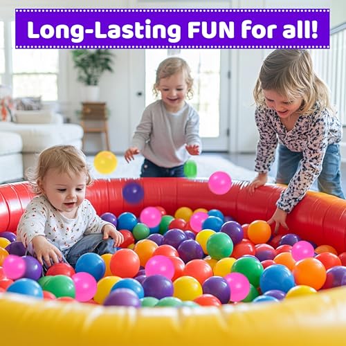 Ball Pit Balls for Toddlers with Storage Bag - 7 Bright Colors, Crush Proof, Great Play Toys for Tents, Pools, and Party