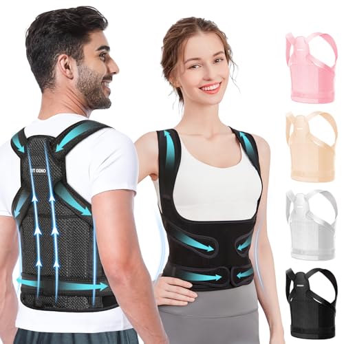 Fit Geno Back Brace Posture Corrector for Women and Men, Shoulder Straightener, Adjustable Full Back Support, Upper and Lo...