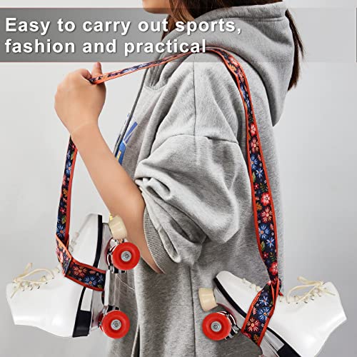 Skylety 2 Pcs Roller Skate Leash Adjustable Stretching Skate Boot Shoulder Strap Carrier for Child Women Men Skating