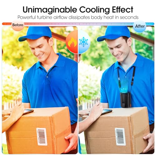 2026 AI Portable Fan Rechargeable, 4-Speed 6600RPM Strong Airflow, Personal Waist Fan with up to 25H of Working Time, Hand...