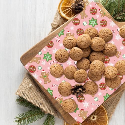 150Pcs Christmas Wax Paper Pink Gingerbread Man Snowflake Deli Paper Tissue Xmas Winter Sandwich Wrap Paper Oil-Proof Picnic Liners for Party Kitchen Supplies