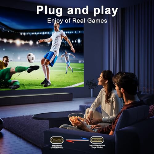 Active HDMI to DisplayPort Cable (4K 60Hz,1080p@120Hz) 6FT Uni-Directional HDMI Source to DP Monitor Adapter Display Port ...