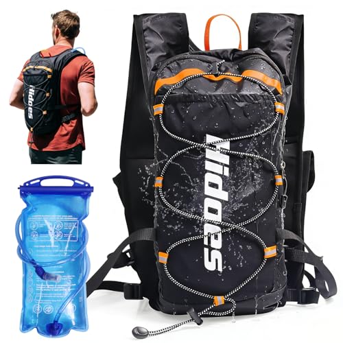 Lightweight Hydration Backpack with 2L Hydration Bladder & Compass & Whistle, Touch Phone Pocket, Breathable Reflective Hy...