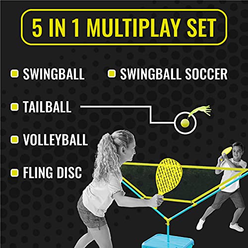 Swingball 5 in 1 Outdoor Game Set - Includes, Soccer, Volleyball, Tailball Tennis