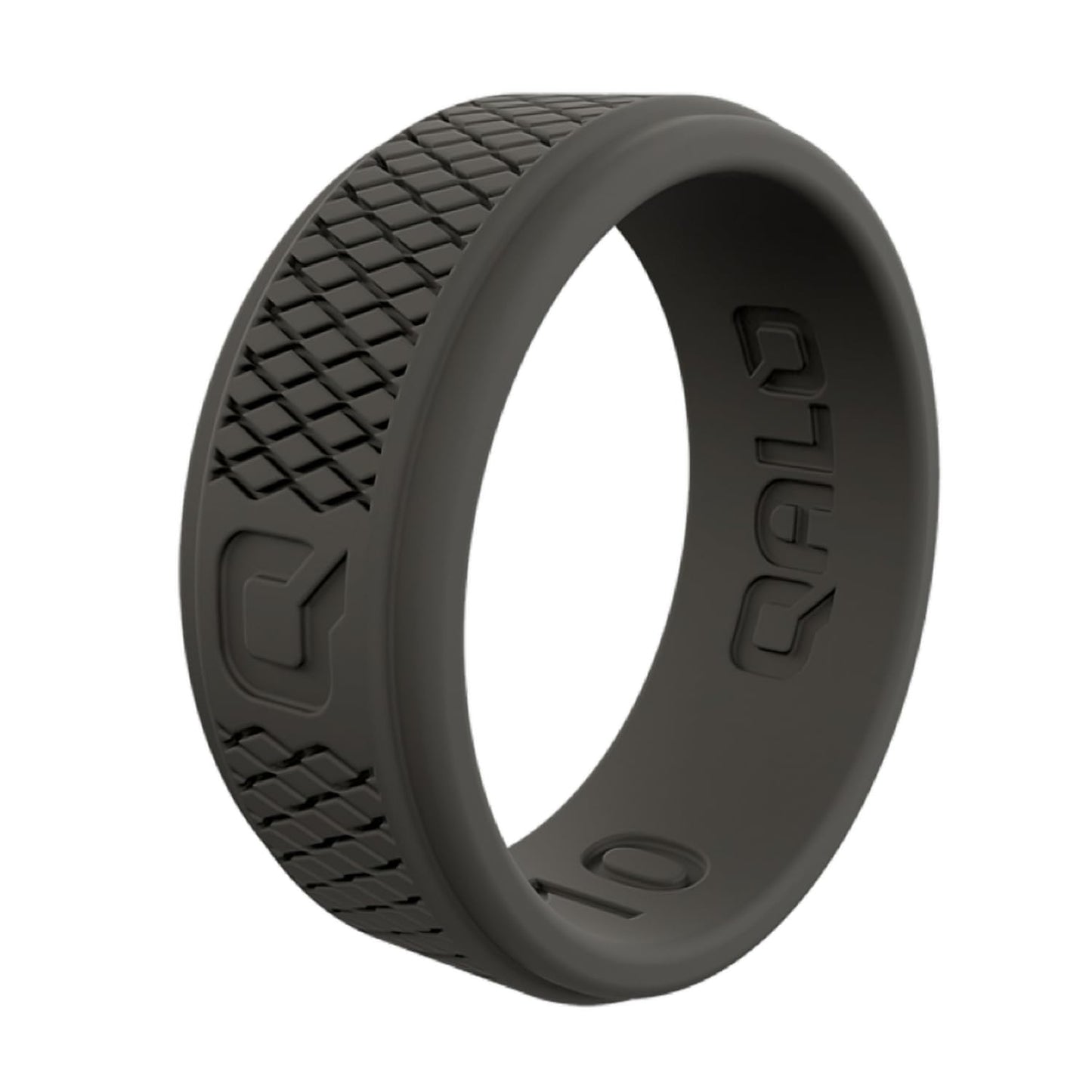QALO Silicone Ring for Men - Mens Crosshatch Design with Breathable & Durable Silicone with Q2X - Comfort Fit Mens Silicone Wedd