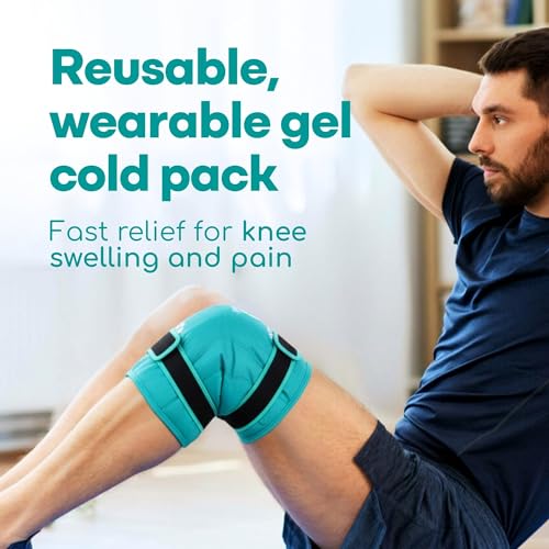 Medi Grade Knee Ice Pack Wrap - Reusable Ice Pack for Knee Injuries and Surgery Recovery - Dual-Fabric Knee Ice Pack with ...