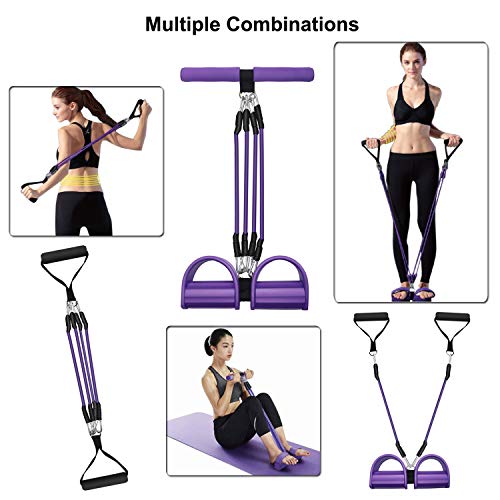 Pedal Resistance Band, 4-Tube Elastic Pull Rope, Sit-up Equipment, Yoga Strap Bodybuilding Expander, Exercise Bands, Fitne...