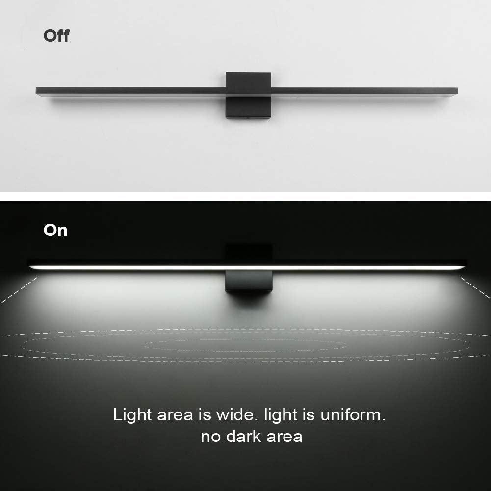 Ralbay 40-Inch Led Black Vanity Light 36W Aluminum Fixture, Cool White 6000K For Bathroom