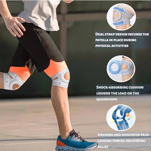 Knee Brace for Women Men Adjustable Knee Support with Side Stabilizers, Patella Gel Pads & Upgraded Silicone Anti-Slip Str...