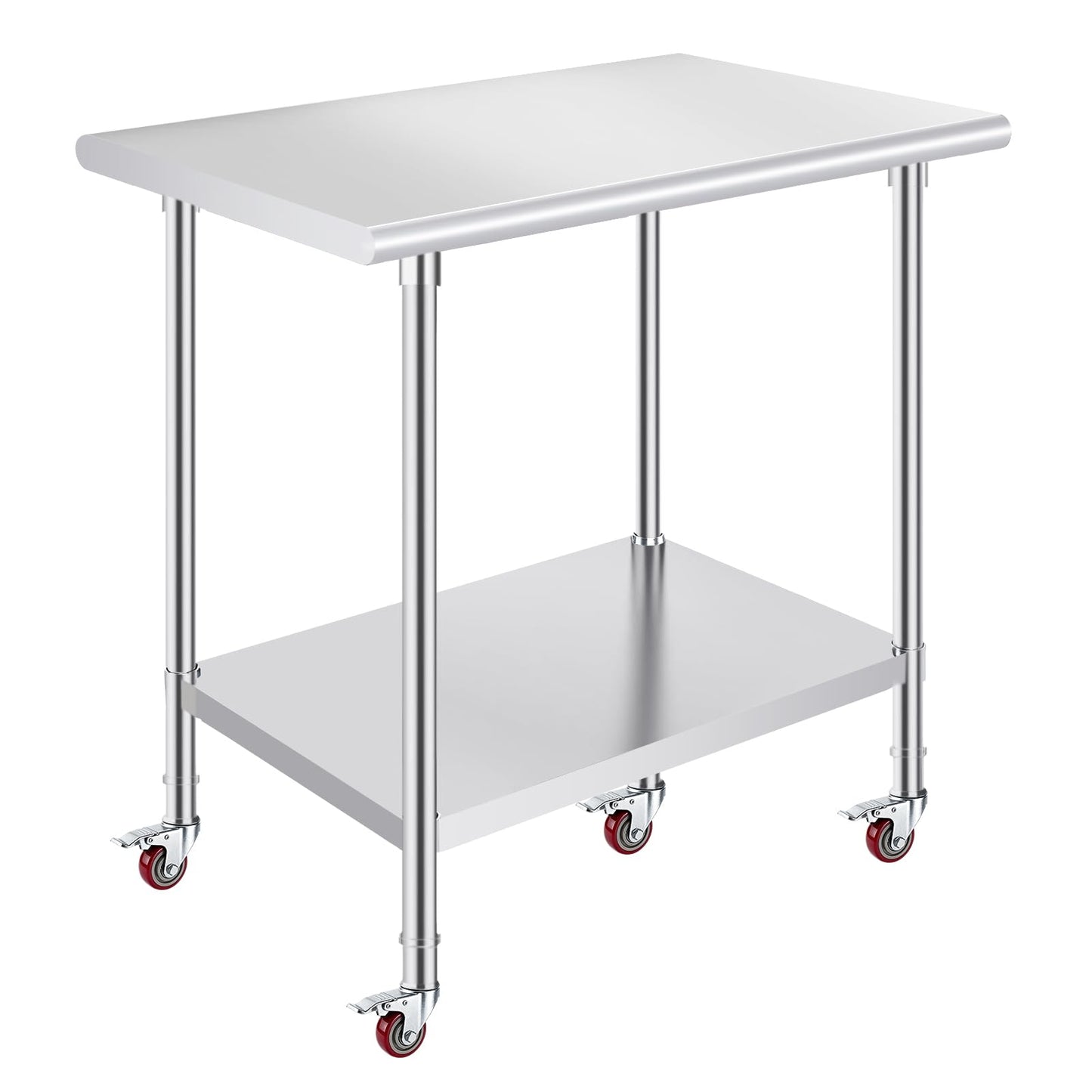 OSTBA Stainless Steel Table for Prep & Work 24x48 Inches with Casters Wheels, NSF Metal Commercial Heavy Duty Table with Adjustable Undershelf for Restaurant Kitchen Home and Hotel
