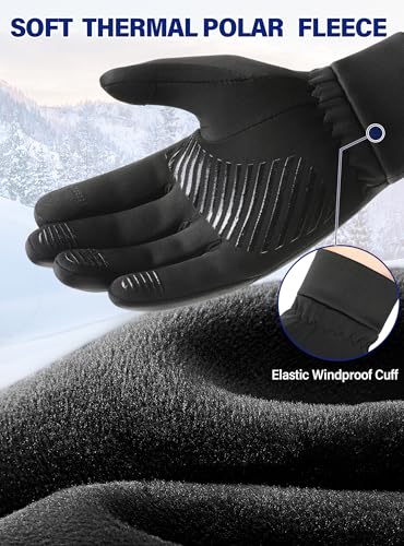 KEJIKO Winter Gloves Men Women - Thermal Windproof Running Touch Screen Gloves, Unisex Warm Anti-Slip Lined Cold Weather G...