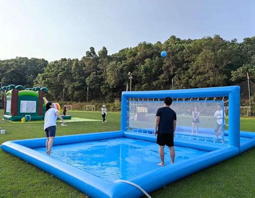 33ft Inflatable Volleyball Court with Air Pump - Commercial Grade Outdoor Volleyball Net for Pool/Beach Volleyball, 33x16....