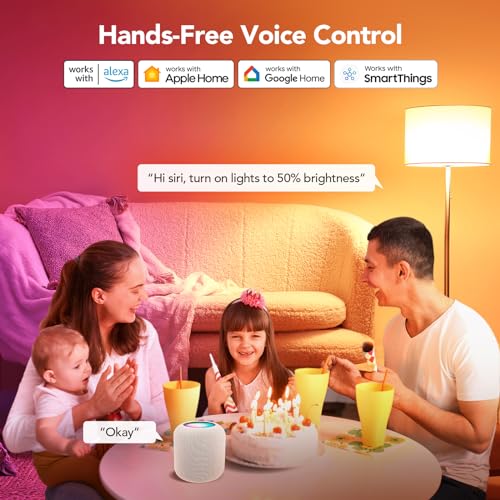 OREiN Matter Smart Light Bulb, Smart Light Bulbs Work with Apple Home, Alexa, Google Home, SmartThings, A19 Color Changing...